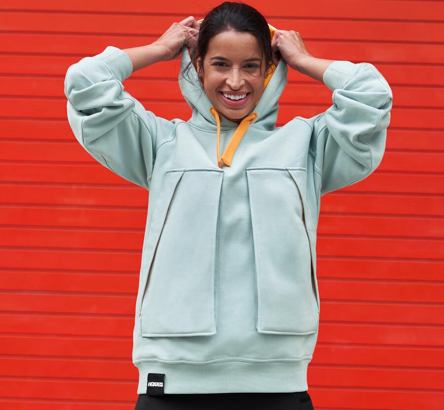 Hoka One One Kapşonlu Sweatshirt Kadın Mavi - Bondi - CG9830746